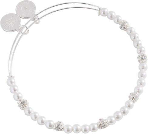 Alex and Ani A20EBPRL01RG,Sea Sultry Pearl Expandable Bangle Bracelet,Rafaelian Gold,White, Bracelets in Saudi Arabia