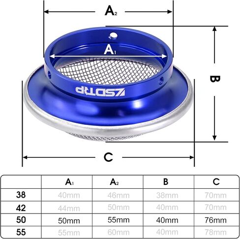 Carburetor 50mm Air Filter Clean Velocity Stack CNC Aluminium Alloy with SUS304 Mesh For PWK 21-30mm PE28-30mm Carb(Blue,50mm-H20) in Saudi Arabia