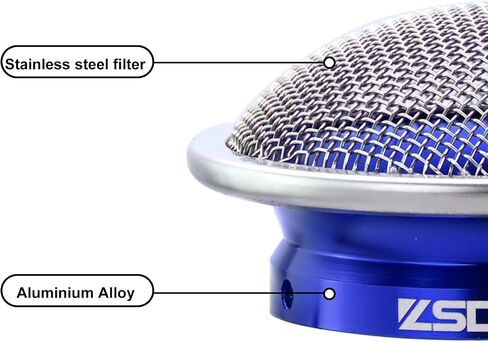 Carburetor 50mm Air Filter Clean Velocity Stack CNC Aluminium Alloy with SUS304 Mesh For PWK 21-30mm PE28-30mm Carb(Blue,50mm-H20) in Saudi Arabia