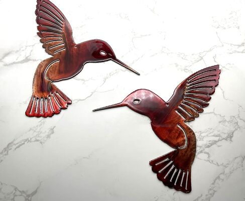 Hummingbird Copper Red Pair Metal Wall Art Décor 6" x 6" each in Saudi Arabia