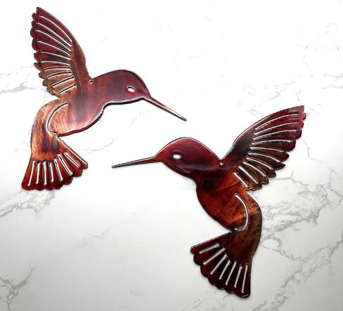 Hummingbird Copper Red Pair Metal Wall Art Décor 6" x 6" each in Saudi Arabia