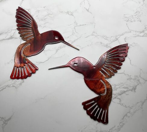 Hummingbird Copper Red Pair Metal Wall Art Décor 6" x 6" each in Saudi Arabia