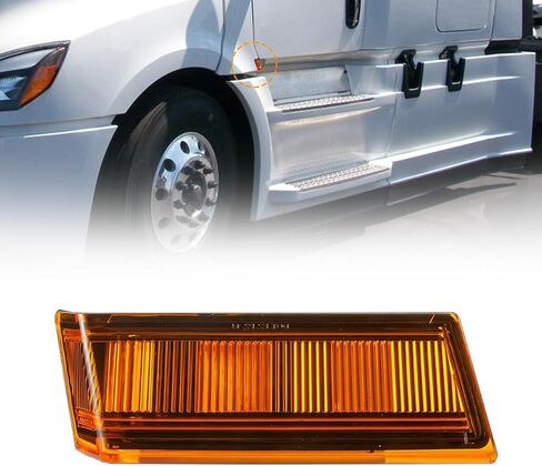 Amber Led Side Marker Turn Signal Lights for Freightliner Cascadia Side Marker Foot Step Light 2018-2024，Left in Saudi Arabia