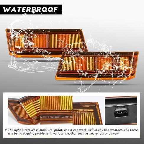 Amber Led Side Marker Turn Signal Lights for Freightliner Cascadia Side Marker Foot Step Light 2018-2024，Left in Saudi Arabia