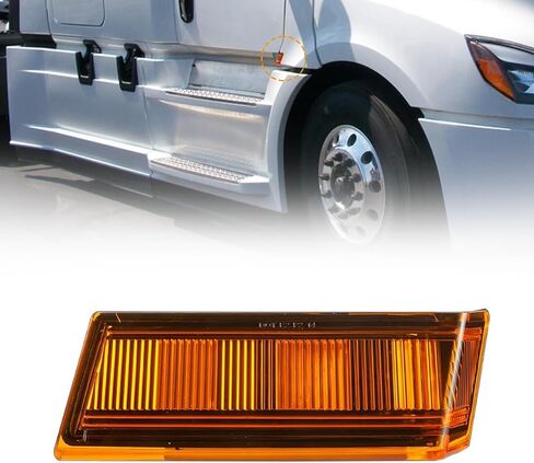 Amber Led Side Marker Turn Signal Lights for Freightliner Cascadia Side Marker Foot Step Light 2018-2024，Left in Saudi Arabia