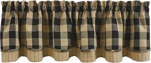 Park Designs Buffalo Check Lined Layered China Blue Valance 16" L in Saudi Arabia