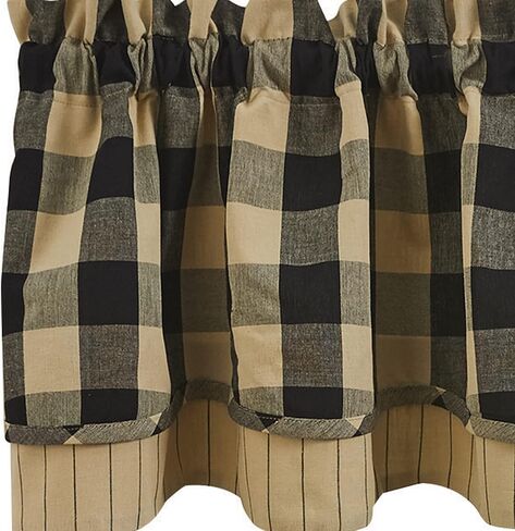 Park Designs Buffalo Check Lined Layered China Blue Valance 16" L in Saudi Arabia