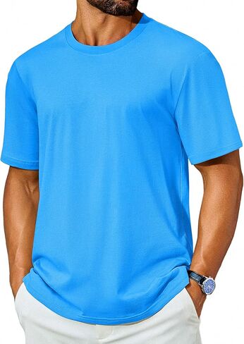 Cotrasen Men's T Shirts Cotton Short Sleeve Shirts for Men Casual Crew Neck Basic T-Shirts Summer Soft Comfort Tee Shirts in Kuwait