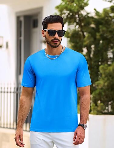 Cotrasen Men's T Shirts Cotton Short Sleeve Shirts for Men Casual Crew Neck Basic T-Shirts Summer Soft Comfort Tee Shirts in Kuwait