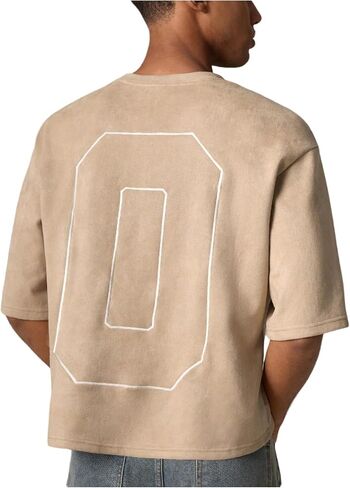 GORGLITTER Men's Number Graphic Crop Tees Y2k Short Sleeve Crewneck Faux Suede Streetwear Cropped Shirts in Saudi Arabia