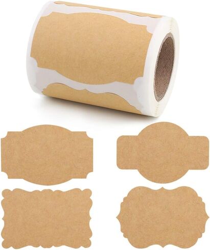 SallyFashion Kraft Gift Label Stickers, 3x2 Inch, 200 Pack, Adhesive Decorative Labels for Party Favors, Food, and Presents in Kuwait