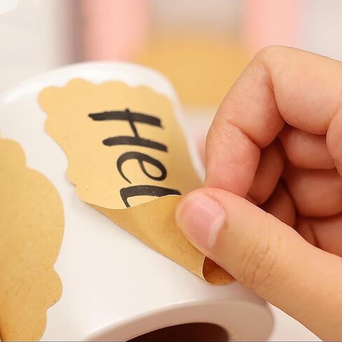 SallyFashion Kraft Gift Label Stickers, 3x2 Inch, 200 Pack, Adhesive Decorative Labels for Party Favors, Food, and Presents in Kuwait