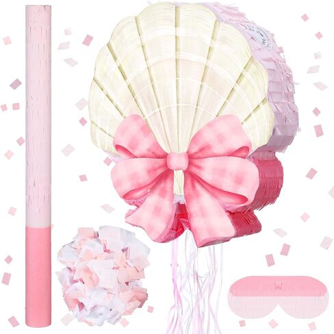 Coquette Pink Bow Piñata Pink Girls Party Piñata Bundle مع مصممة معصوب العينين والخفافيش وحفلة Coquette Party Supplies in Kuwait