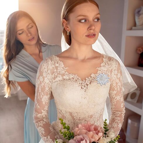 Silver Brooch Pins for Women, Elegant Floral Rhinestone Crystal Brooch Rhinestone Pins for Dresses Suits Scarves Jewelry Gifts Wedding in Kuwait