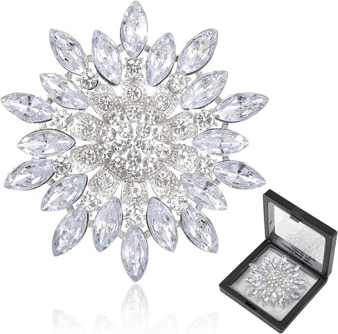 Silver Brooch Pins for Women, Elegant Floral Rhinestone Crystal Brooch Rhinestone Pins for Dresses Suits Scarves Jewelry Gifts Wedding in Kuwait
