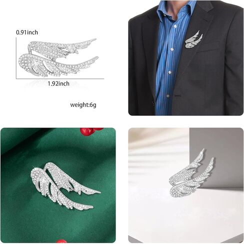 أجنحة Rhinestone Angel Wings Brooch أجنحة ريشة لطيفة دبابيس ودبابيس للنساء للنساء in Kuwait
