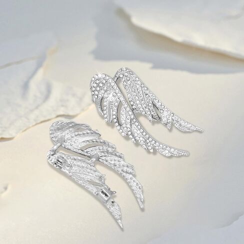 أجنحة Rhinestone Angel Wings Brooch أجنحة ريشة لطيفة دبابيس ودبابيس للنساء للنساء in Kuwait