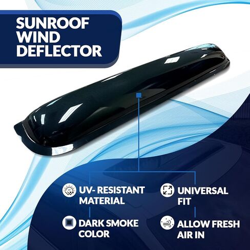 3mm 880mm 34.6" Sunroof Car Wind Deflector Deflecting Noise Rain Windy Weather | Dark Smoke | Set of 1 | Waterproof Moonroof Visor Compatible with 2011-2016 Hyundai Elantra in Saudi Arabia