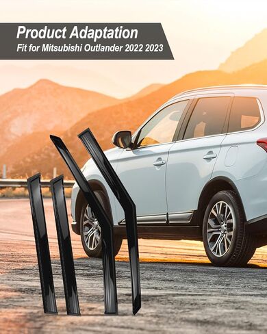 4 Pcs Tape-On Rain Guards Fit for Mitsubishi Outlander 2022 2023, Window Deflectors and Window Visors for Shading Ventilation and Rain Protection in Saudi Arabia