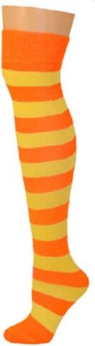 Knee High Striped Socks - Neon Orange, Lemon Yellow in Saudi Arabia
