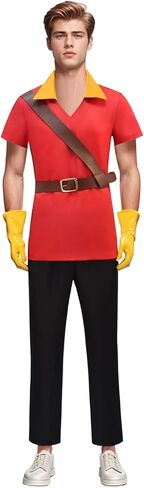 ملابس الرجال Gaston Assume Beast Gaston قميص السراويل مع قفازات الحزام مجموعة هالوين هنتر cosplay زي موحد in Saudi Arabia