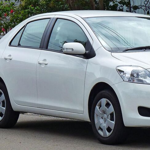 Window Visor Compatible with 2007-2013 Toyota Yaris Sedan, Acrylic Smoke Tinted & Semi-Transparent Sun Rain Shade Guard Wind Vent Air Deflector by IKON MOTORSPORTS, 2008 2009 2010 2011 2012 in Saudi Arabia