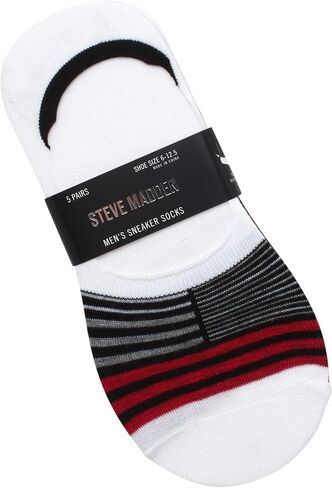 Steve Madden Mens No Show Socks - 5 Pack Invisible Mens Low Cut Socks with Arch Support (Shoe Size 10-13) in Saudi Arabia