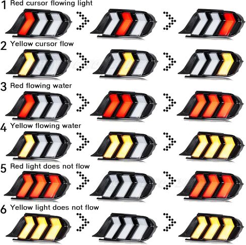 HCmotion LED Tail Lights for Ford Mustang Euro 2015-2023 (6 Lighting Modes), Start UP Animation with Sequential Turn Signal Rear Lamp Kit Assembly (Smoked-RG) in Kuwait