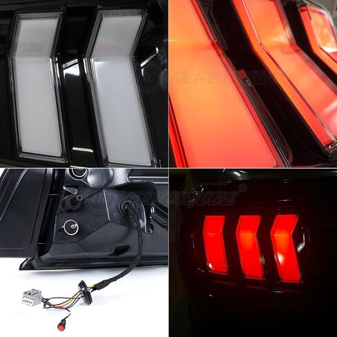 HCmotion LED Tail Lights for Ford Mustang Euro 2015-2023 (6 Lighting Modes), Start UP Animation with Sequential Turn Signal Rear Lamp Kit Assembly (Smoked-RG) in Kuwait