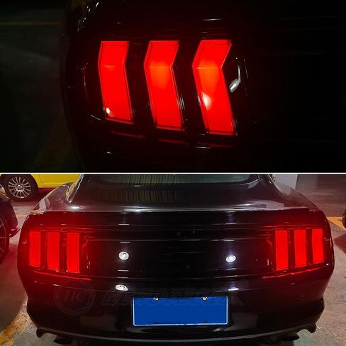 HCmotion LED Tail Lights for Ford Mustang Euro 2015-2023 (6 Lighting Modes), Start UP Animation with Sequential Turn Signal Rear Lamp Kit Assembly (Smoked-RG) in Kuwait