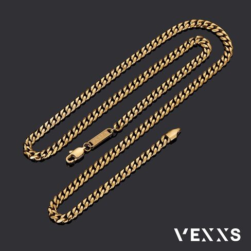 Cut Diamond السلسلة الذهبية للرجال Vexxs ، سلسلة روابط كوبية مملوءة بالذهب ، 18 ألفًا ، وقلادة متينة لا تتلاشى كبح 5 ملم للرجال والنساء in Kuwait