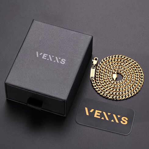 Cut Diamond السلسلة الذهبية للرجال Vexxs ، سلسلة روابط كوبية مملوءة بالذهب ، 18 ألفًا ، وقلادة متينة لا تتلاشى كبح 5 ملم للرجال والنساء in Kuwait