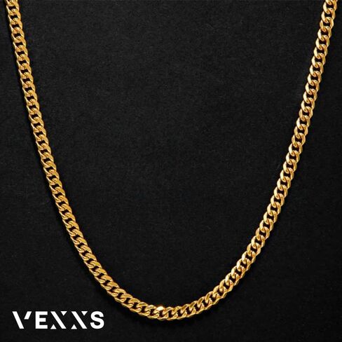 Cut Diamond السلسلة الذهبية للرجال Vexxs ، سلسلة روابط كوبية مملوءة بالذهب ، 18 ألفًا ، وقلادة متينة لا تتلاشى كبح 5 ملم للرجال والنساء in Kuwait