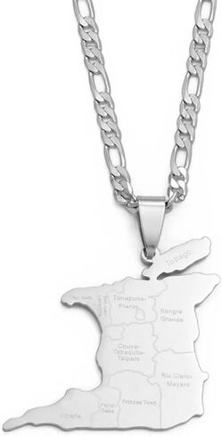 14K Yellow Gold Big Trinidad & Tobago Map Pendant Necklace - Ethnic Trinidad Necklace City Map Pendant Charm Jewelry Gifts For Women Men in Saudi Arabia