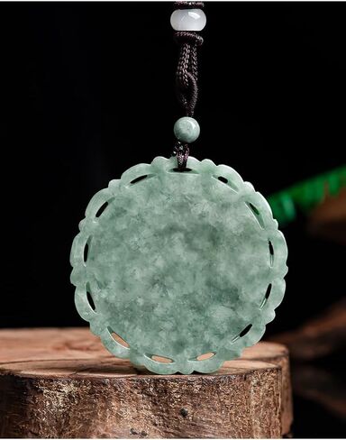 الدرجة A Natural Jadeite Dragon و Phoenix Zodiac Pendant Necklace و Ice Pattern Harmony & Propperity ، هدية مثالية للعام التنين ، المجوهرات الميمونة والمتناغم in Saudi Arabia