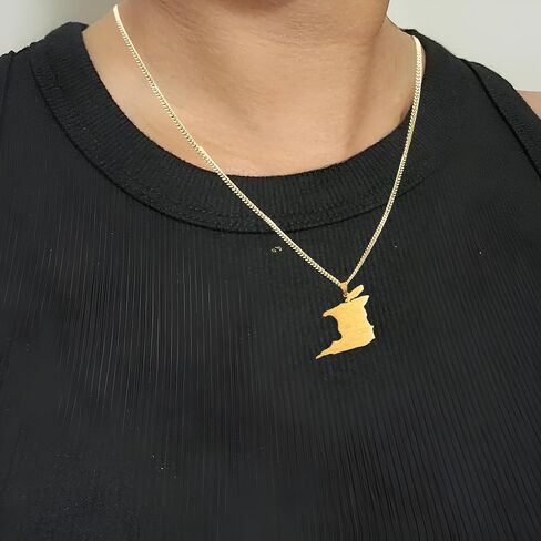 14K Yellow Gold Big Trinidad & Tobago Map Pendant Necklace - Ethnic Trinidad Necklace City Map Pendant Charm Jewelry Gifts For Women Men in Saudi Arabia