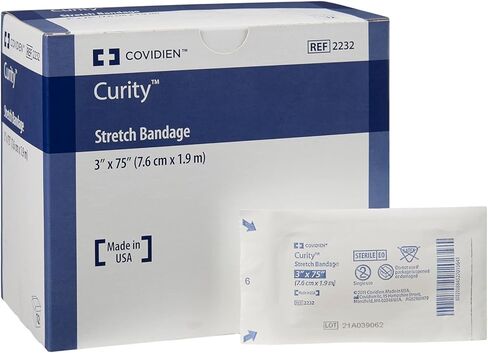 Covidien 2232 Curity Stretch Lundage ، معقم في الحقيبة الناعمة ، 3 "× 4.1 YD ، 75" مريح (حزمة من 12) in Kuwait