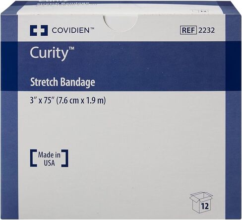 Covidien 2232 Curity Stretch Lundage ، معقم في الحقيبة الناعمة ، 3 "× 4.1 YD ، 75" مريح (حزمة من 12) in Kuwait