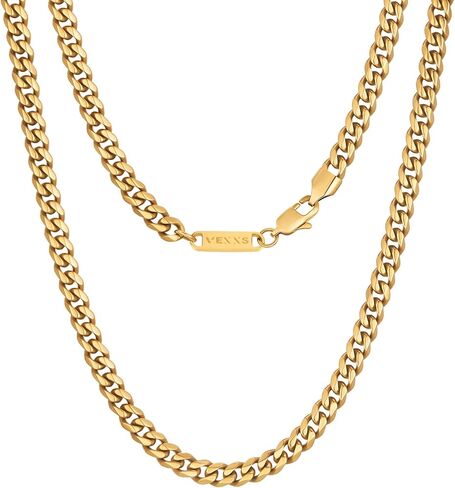 Cut Diamond السلسلة الذهبية للرجال Vexxs ، سلسلة روابط كوبية مملوءة بالذهب ، 18 ألفًا ، وقلادة متينة لا تتلاشى كبح 5 ملم للرجال والنساء in Kuwait