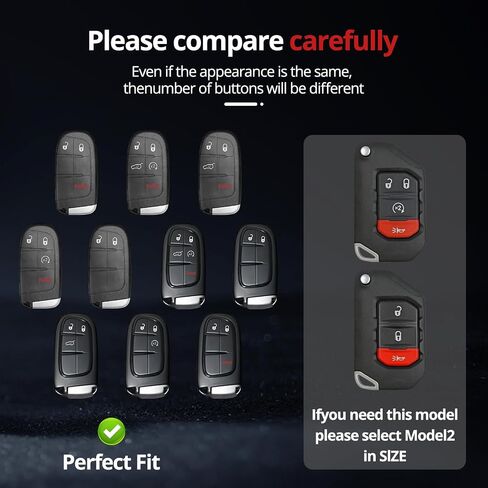 for Jeep Key Fob Cover with Keychain.No Screws Required for Installation. Compatible with Grand Cherokee Renegade Chrysler 200 300 Dodge RAM Durango Challenger Journey Dart Fiat in Saudi Arabia