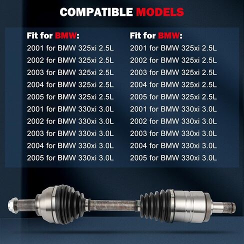 CCIYU 66-9281 CV AXLE ROMBLY ASSEMBLY FIT 2001-2005 لـ BMW 325XI 2.5L ، 2001-2005 لـ BMW 330XI 3.0L الأمامي اليسرى in Saudi Arabia