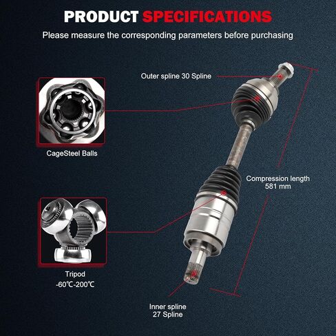 CCIYU 66-9281 CV AXLE ROMBLY ASSEMBLY FIT 2001-2005 لـ BMW 325XI 2.5L ، 2001-2005 لـ BMW 330XI 3.0L الأمامي اليسرى in Saudi Arabia