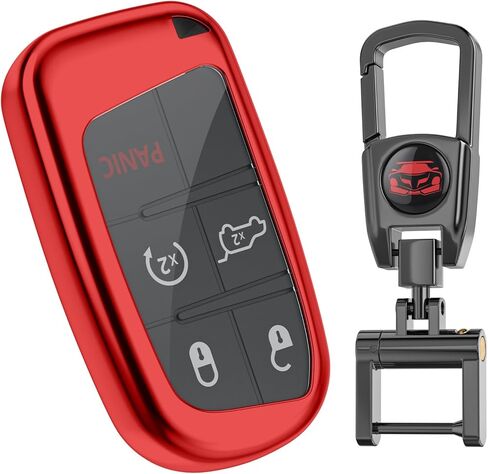 for Jeep Key Fob Cover with Keychain.No Screws Required for Installation. Compatible with Grand Cherokee Renegade Chrysler 200 300 Dodge RAM Durango Challenger Journey Dart Fiat in Saudi Arabia