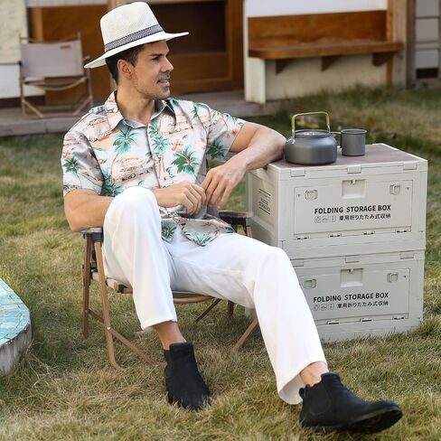 Hawaiian Shirt for Men Sleeves Printed Casual Button Down Summer Beach Dress Shirts in Saudi Arabia