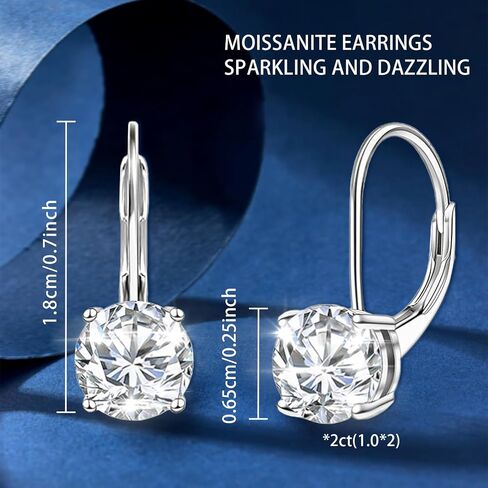 Moissanite Stud Earrings For Women, Lab Created Moissanite 925 Sterling Silver Screw Back Stud Earrings Christmas Gifts For Men in Saudi Arabia