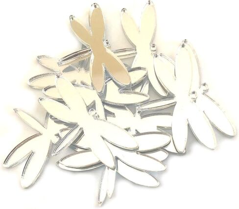 Dragonfly Shaped Crafting Mirrors, Set of 10, Many Colours, Shatterproof Acrylic, Silver Mirror, Pack of 10 x 4cm in Saudi Arabia