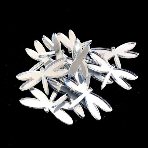 Dragonfly Shaped Crafting Mirrors, Set of 10, Many Colours, Shatterproof Acrylic, Silver Mirror, Pack of 10 x 4cm in Saudi Arabia
