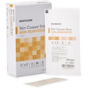 شرائح إغلاق الجلد McKesson ، معقمة ، غير مقاومة ، 1/4 في × 3 بوصة ، 50 عدد in Saudi Arabia