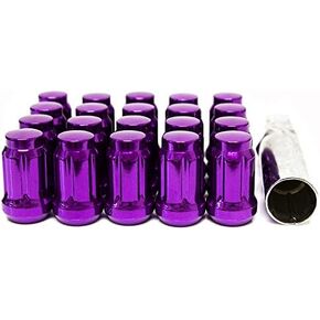 Purple Closed Ended Tuner Spline Wheel Lug Nuts 20 Pieces with Socket Key - 12x1.25mm in Saudi Arabia