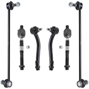 Detroit Axle - 6pc Front Suspension Kit for Hyundai 2007-2012 Santa Fe, Kia 2011-2013 Sorento, 4 Inner and Outer Tie Rod End Links 2 Sway Bar Links Replacement in Saudi Arabia